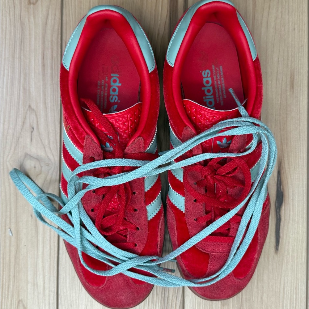Adidas Gazelle Indoor Better Scarlet red velvet suede and Hazy Green - Picture 8 of 15